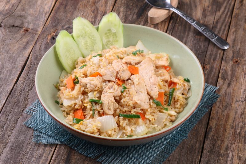 Chicken Rice Bowl with fresh vegetables