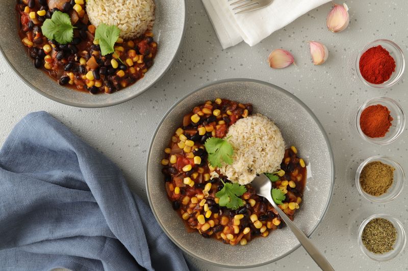 Mexican rice and black beans side dish