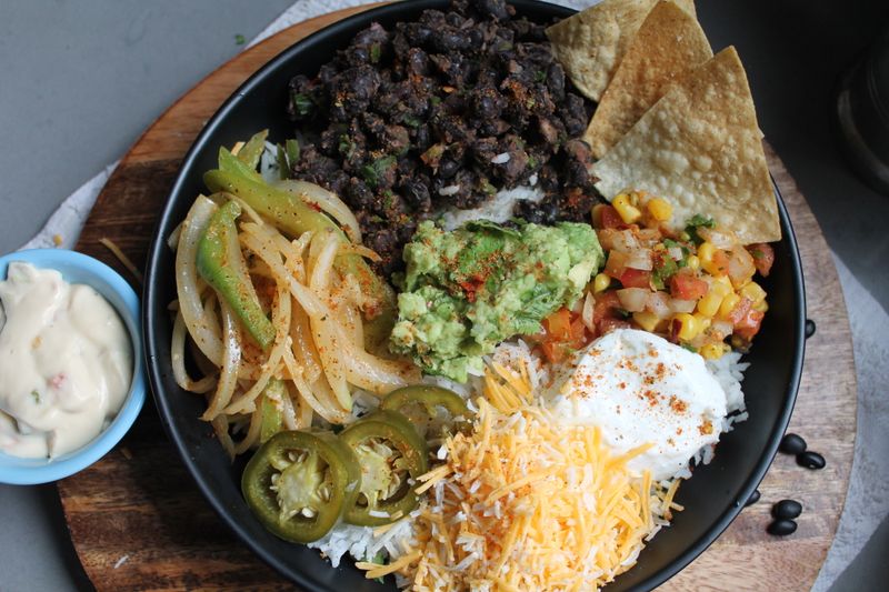 Guzman y Gomez fresh burrito bowl with rice and grilled vegetables